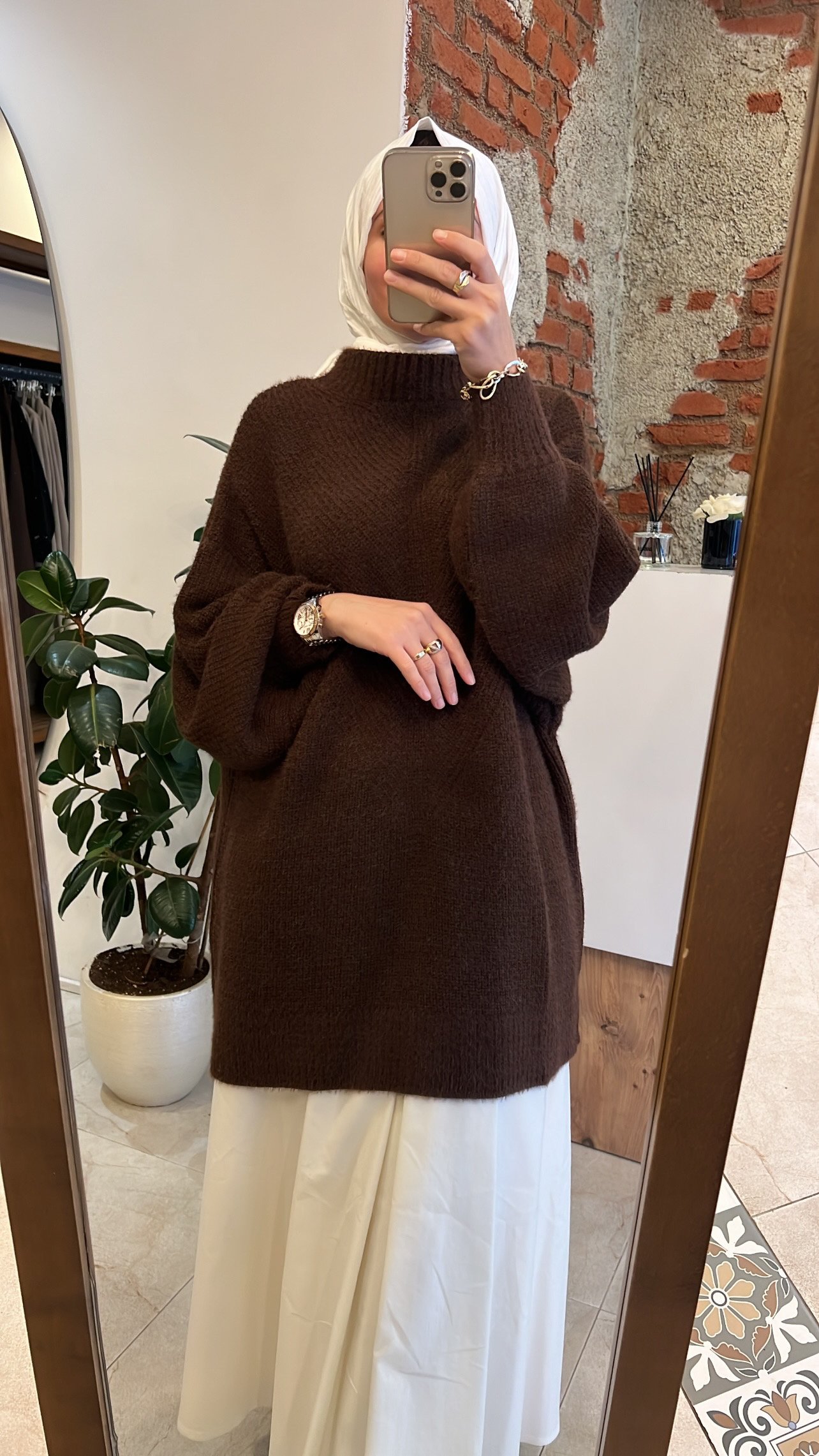 QOOQ Triko kazak kahve 