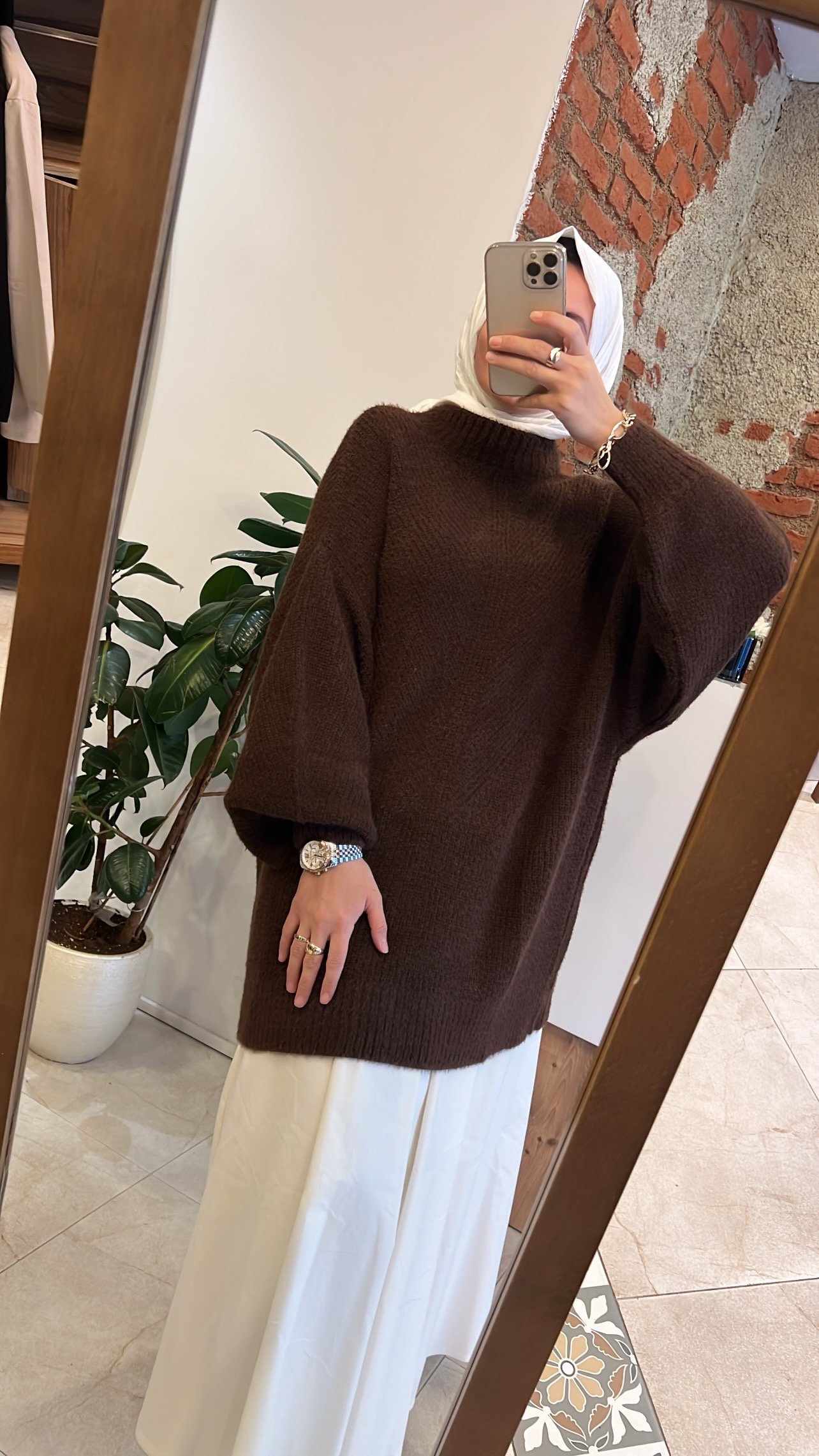 QOOQ Triko kazak kahve 