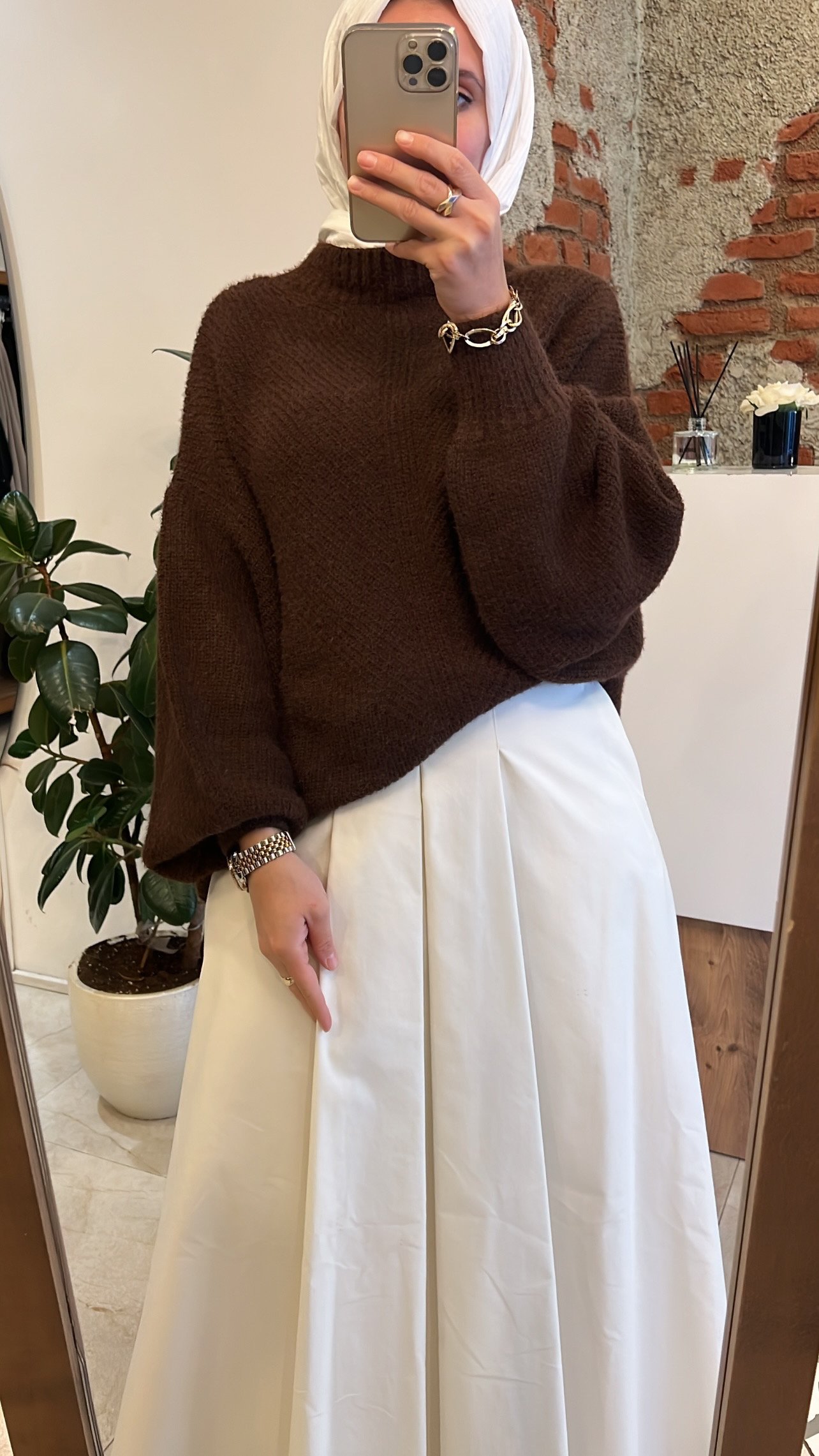 QOOQ Triko kazak kahve 