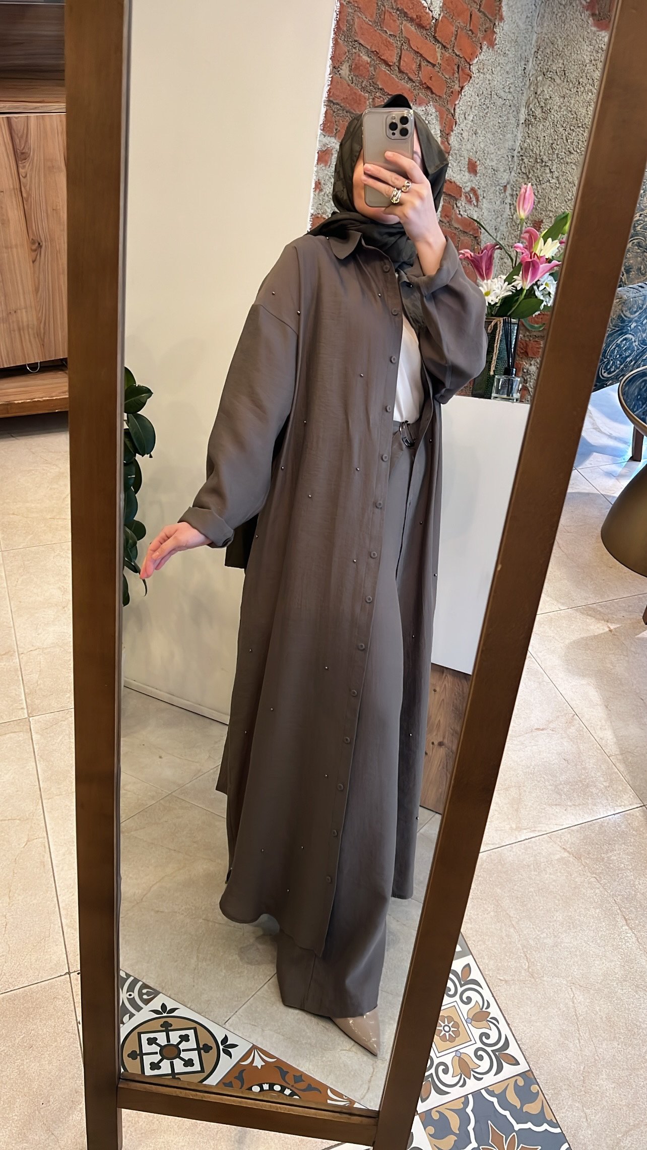 Safari Gömlek Elbise koyu vizon CEREMONY