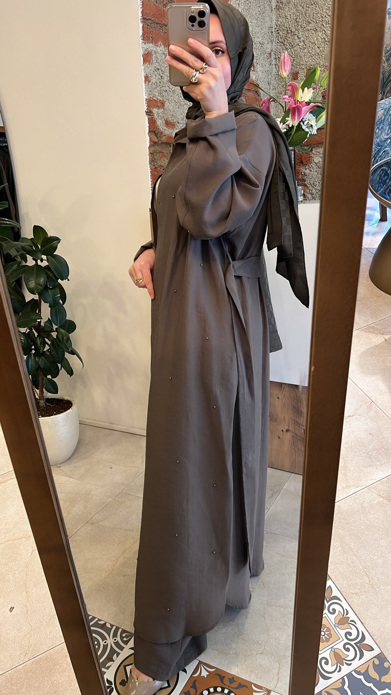 Safari Gömlek Elbise koyu vizon CEREMONY