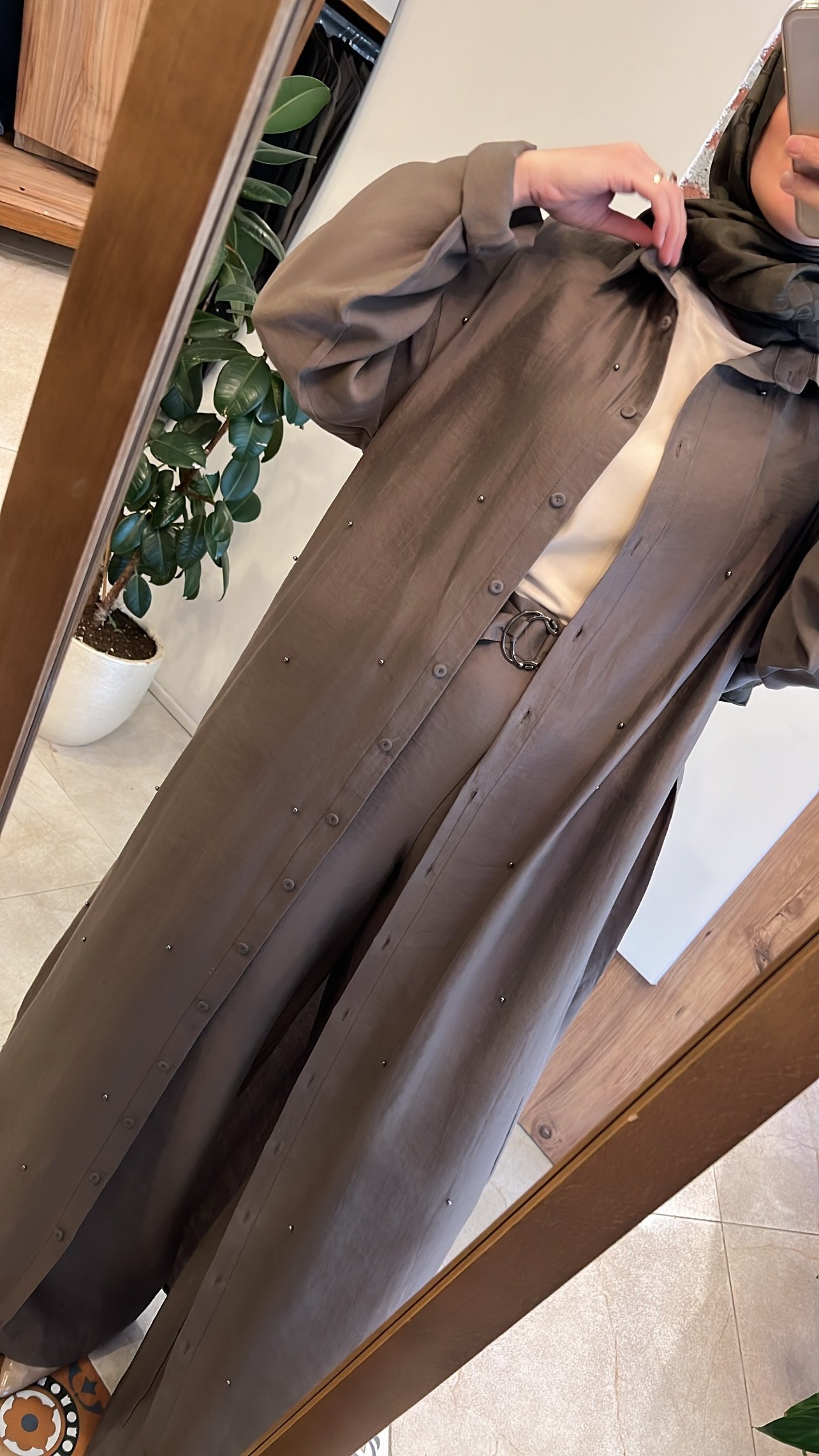 Safari Gömlek Elbise koyu vizon CEREMONY