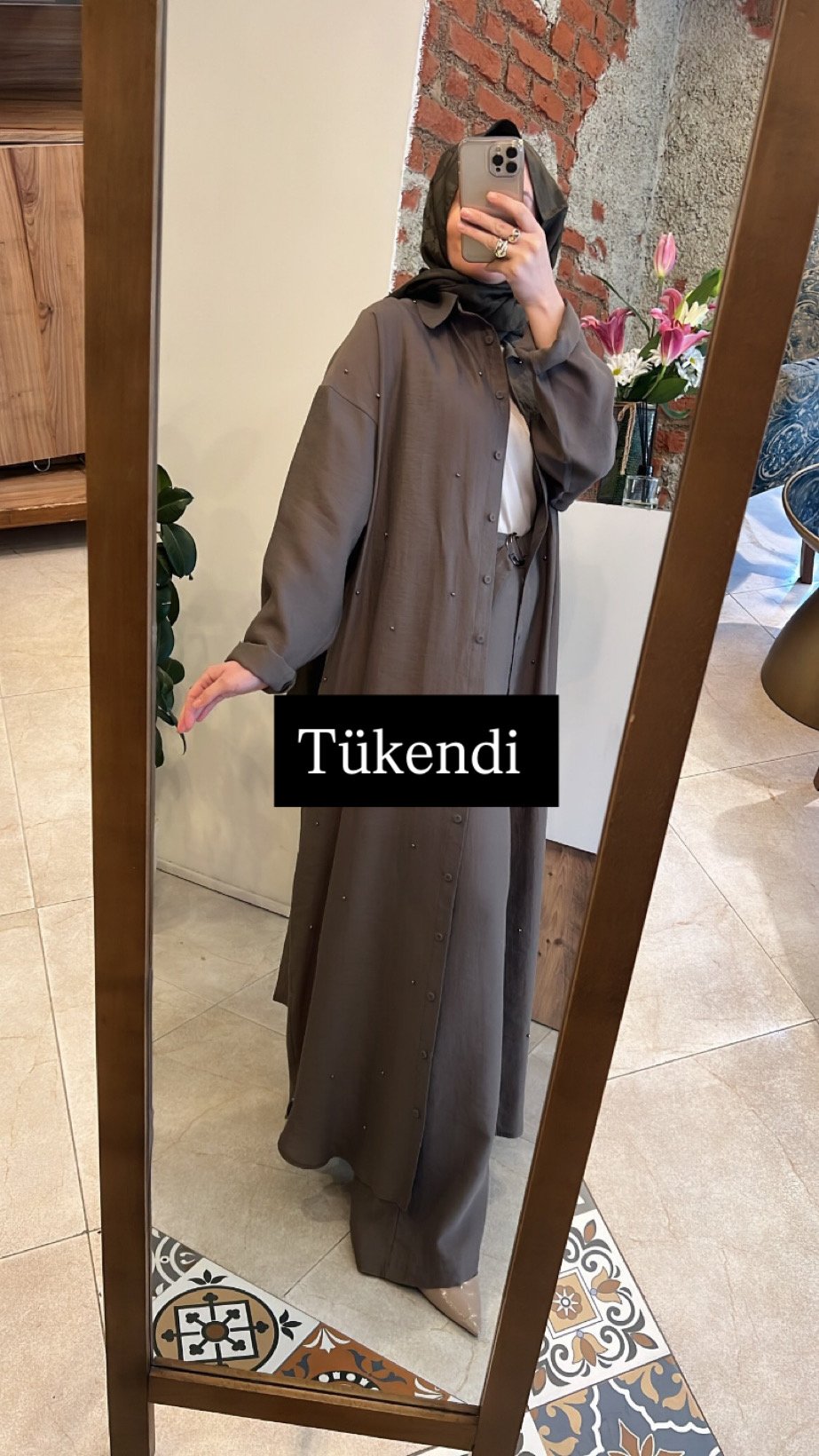 Safari Gömlek Elbise koyu vizon CEREMONY