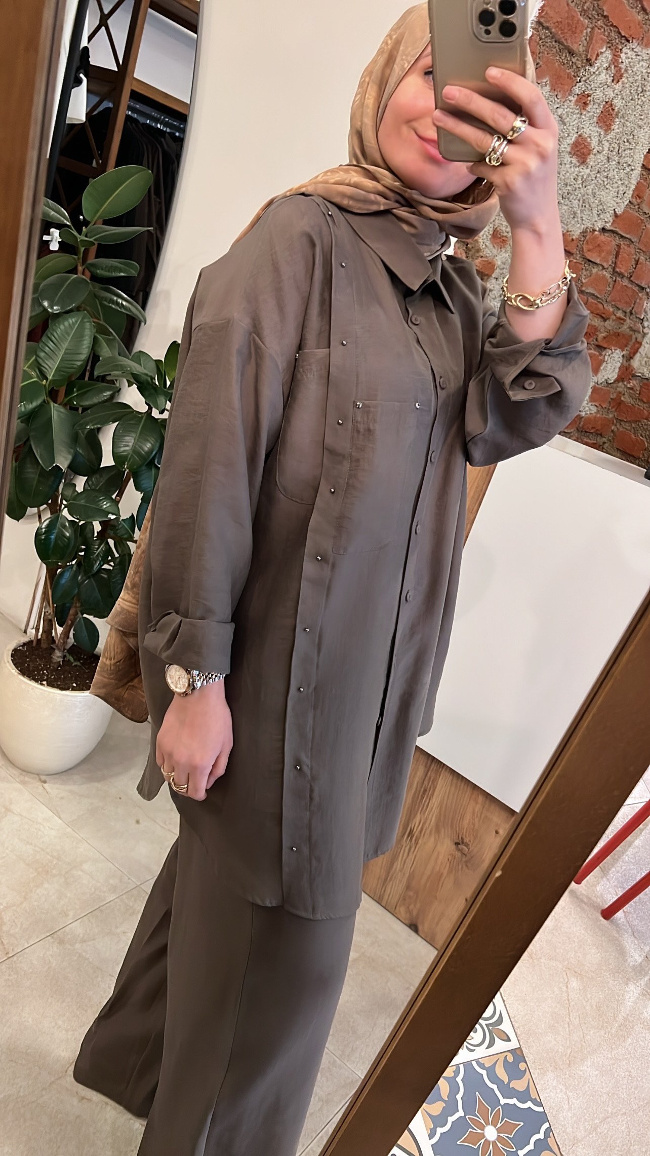 Safari pantolonlu takım vizon CEREMONY