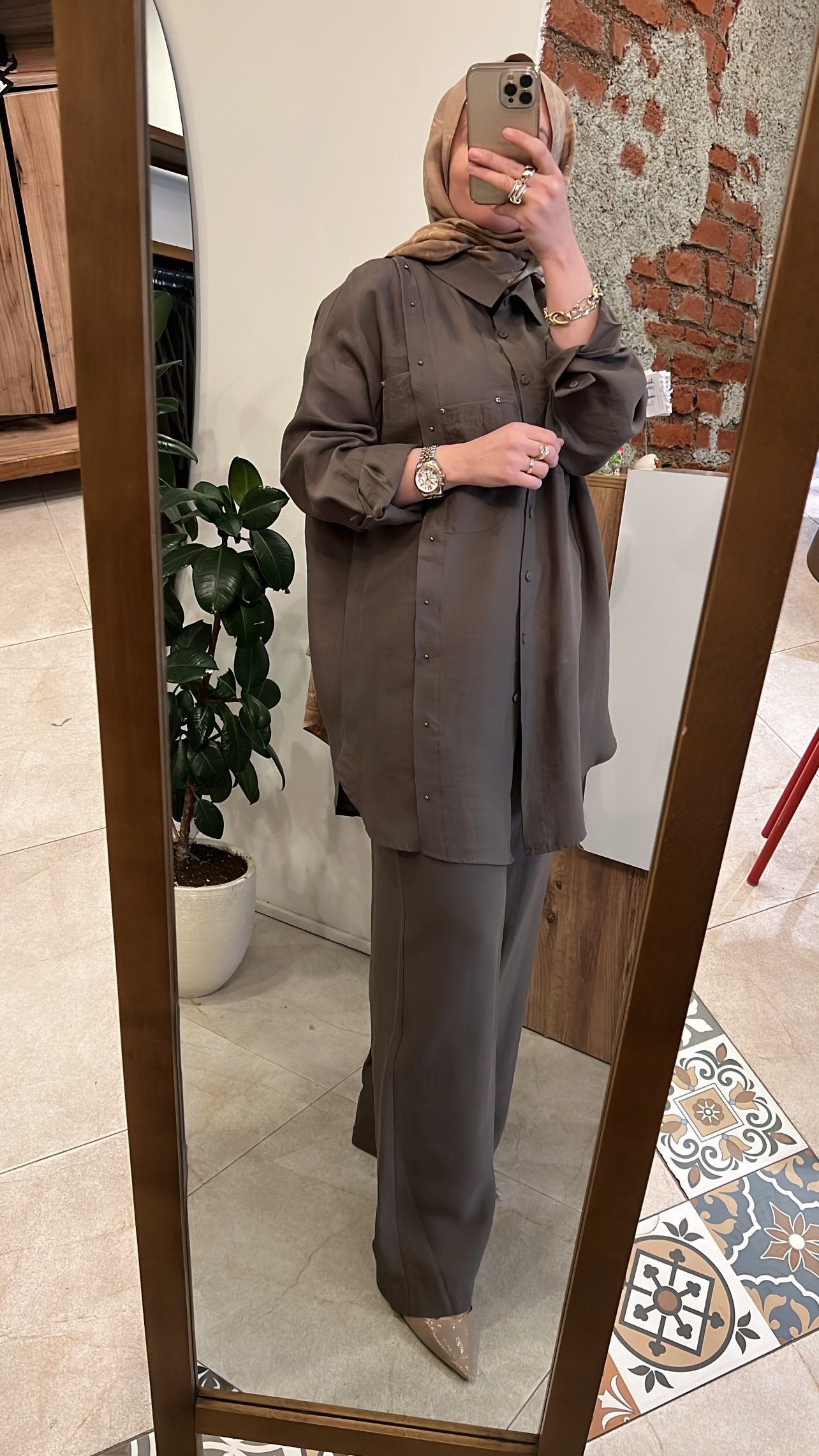 Safari pantolonlu takım vizon CEREMONY