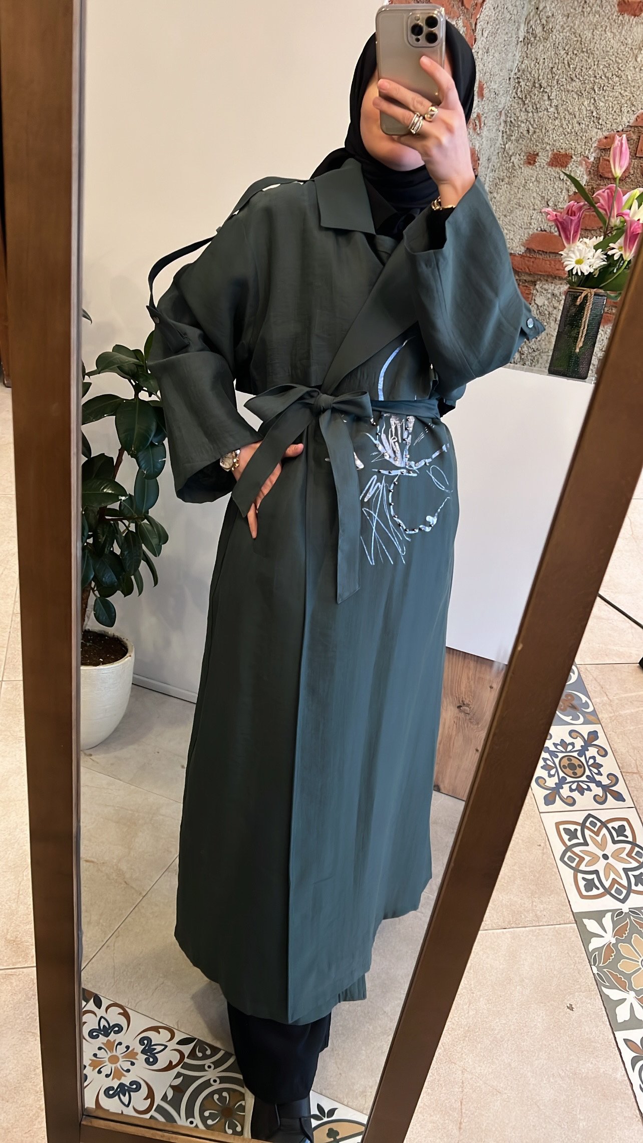 Safari trençkot yeşil CEREMONY