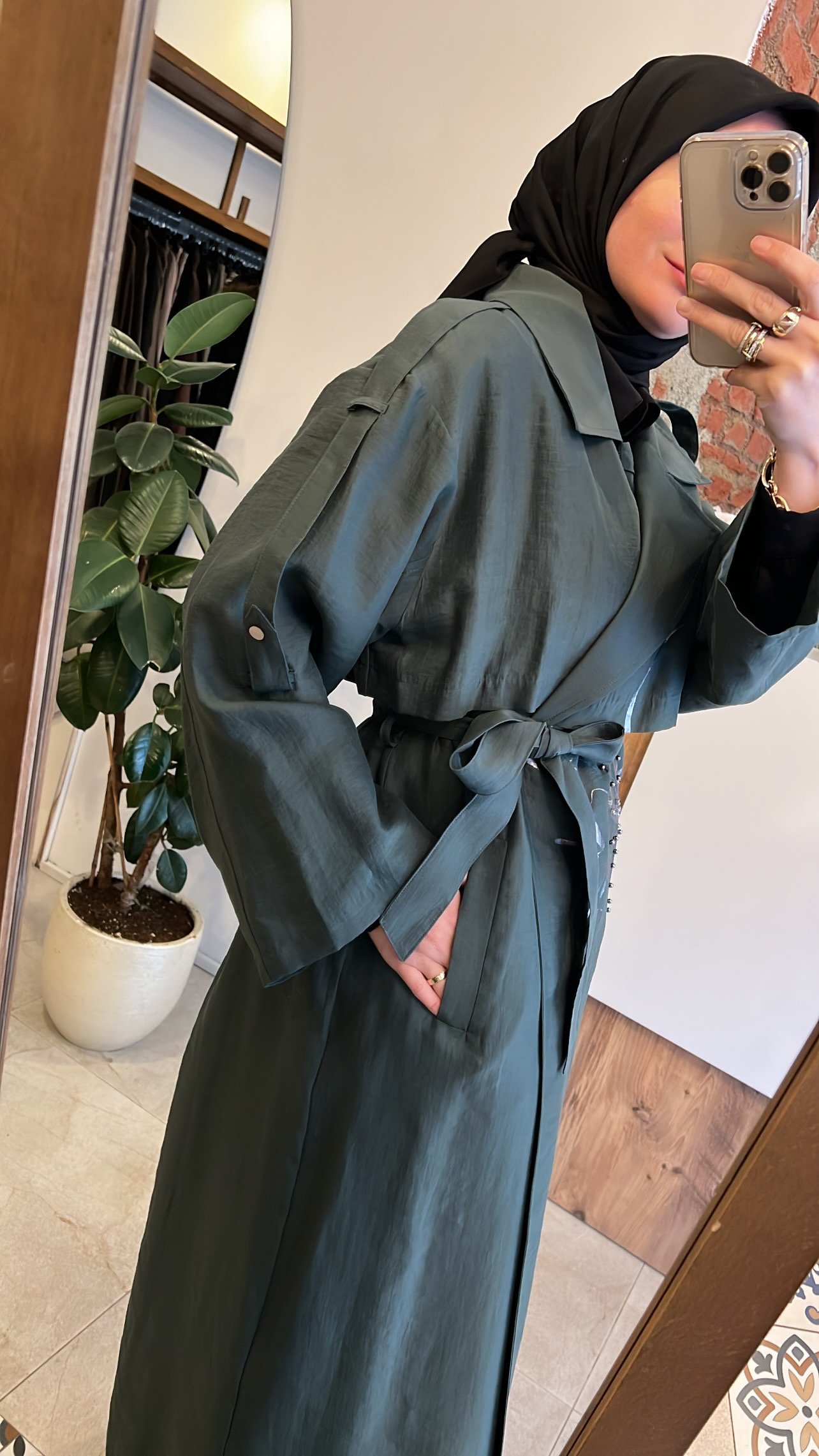 Safari trençkot yeşil CEREMONY