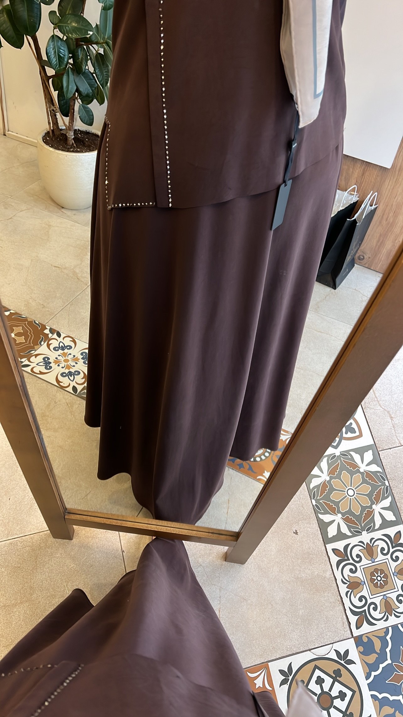 Tuniği boncuk işlemeli kahve takım CEREMONY