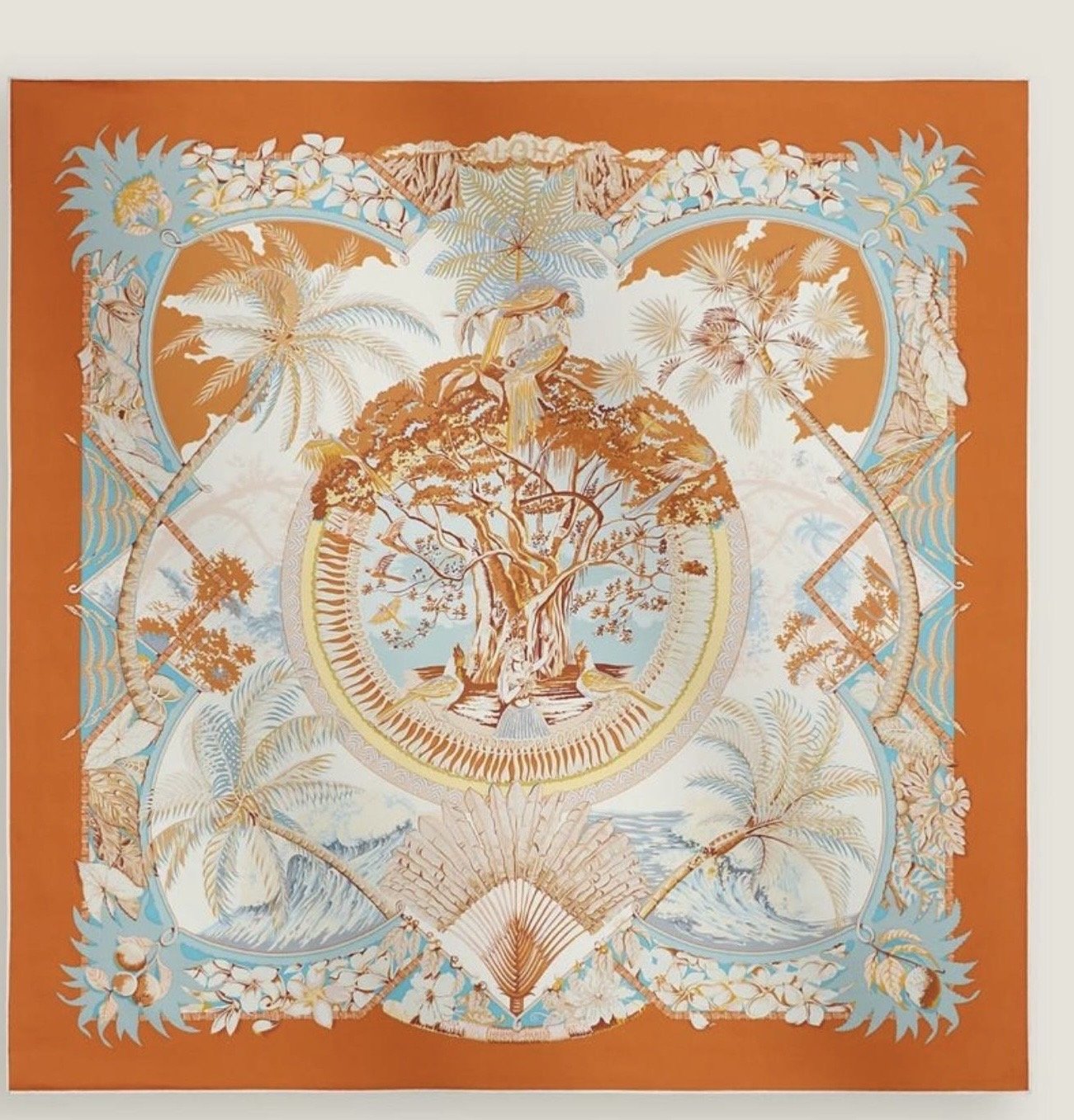 Turuncu mavi geçişli çok renkli omuz şalı 