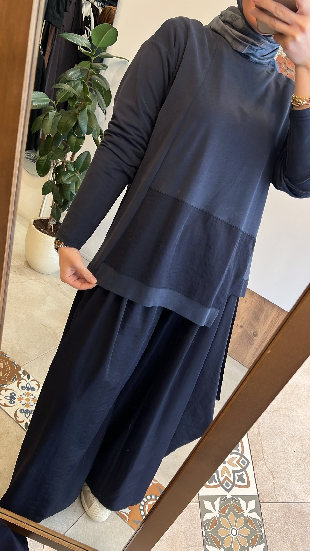 Uzun kollu bambu takım lacivert CEREMONY