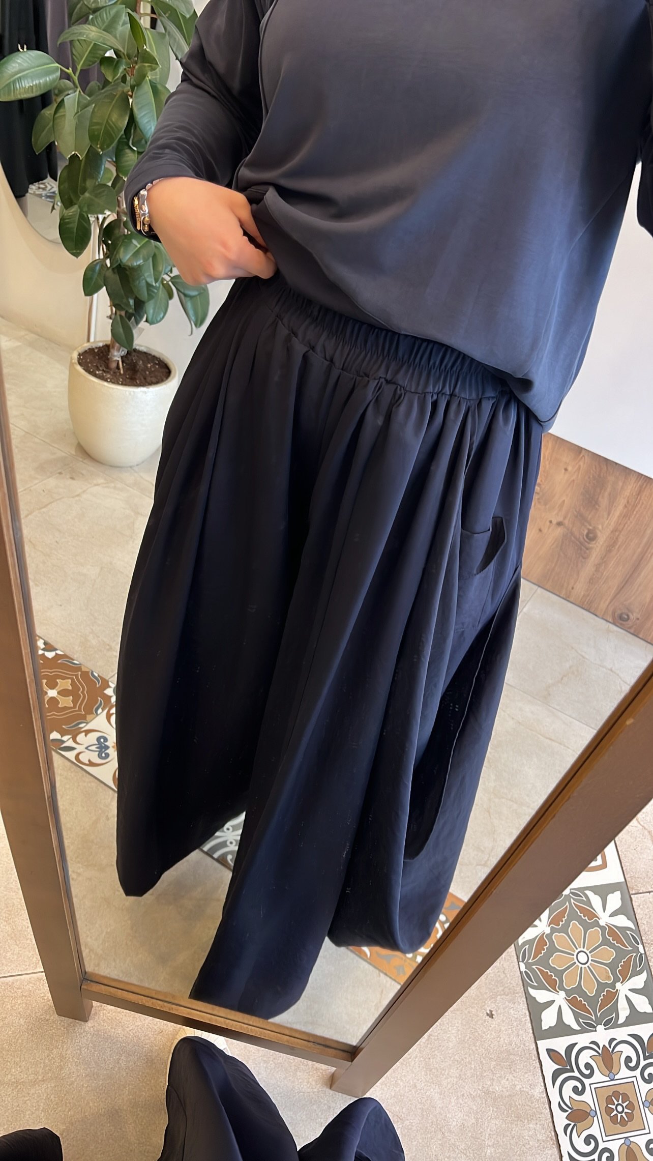 Uzun kollu bambu takım lacivert CEREMONY