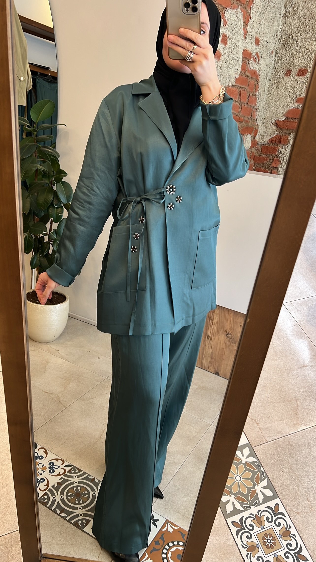 Yandan bağcıklı blazer ceket takım CEREMONY