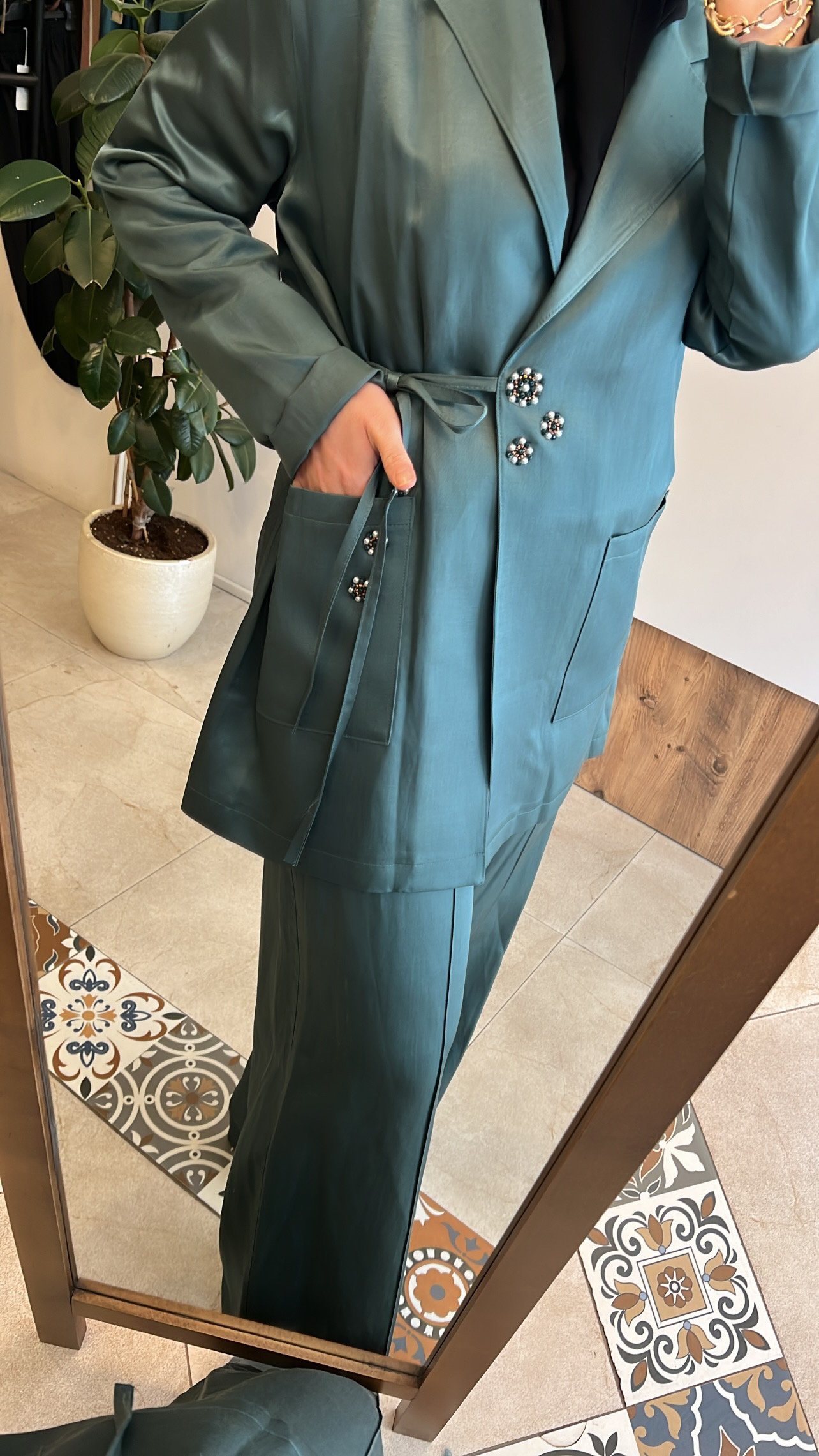 Yandan bağcıklı blazer ceket takım CEREMONY