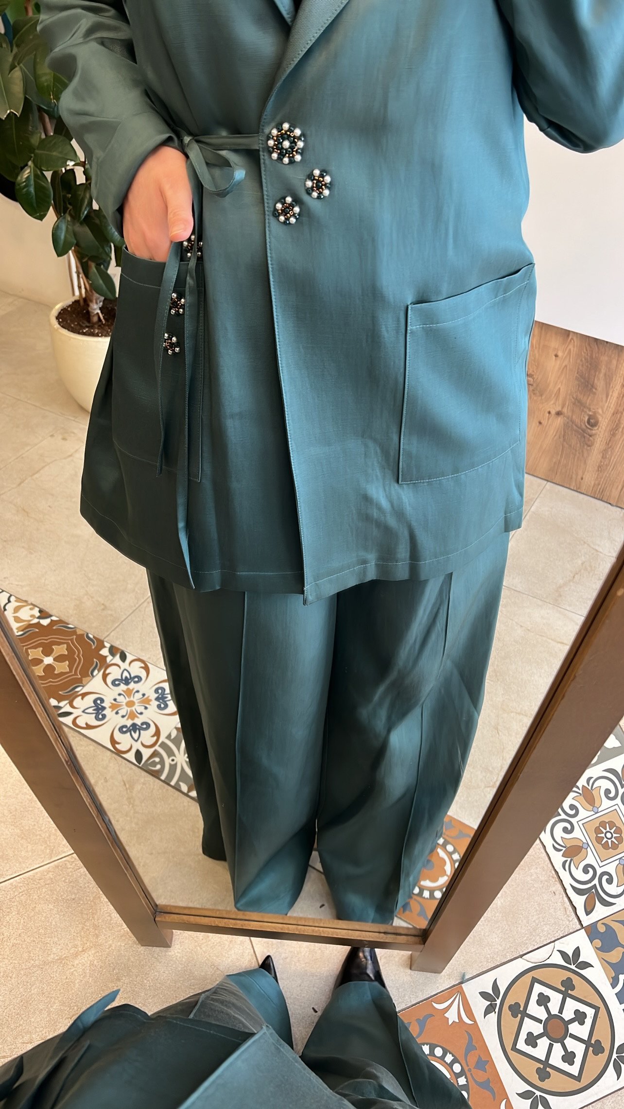 Yandan bağcıklı blazer ceket takım CEREMONY