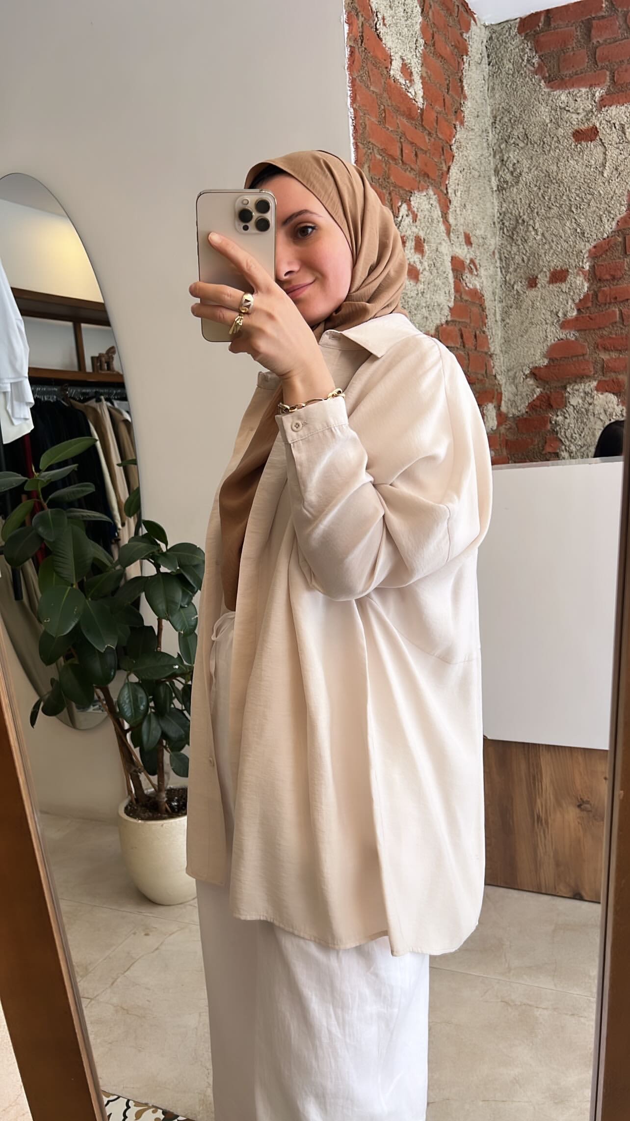 Yarasa kol gömlek bej QOOQ