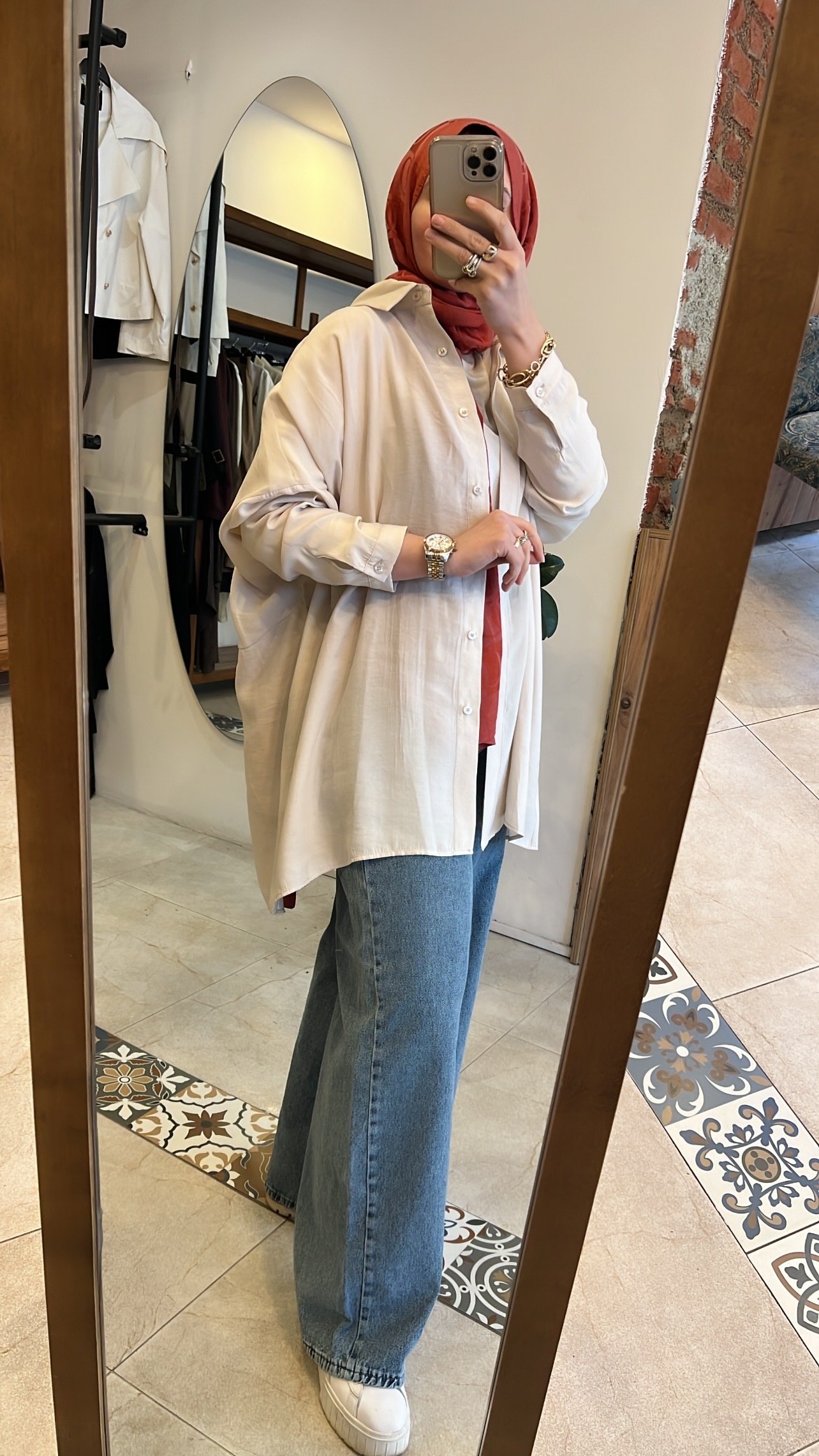 Yarasa kol gömlek bej QOOQ