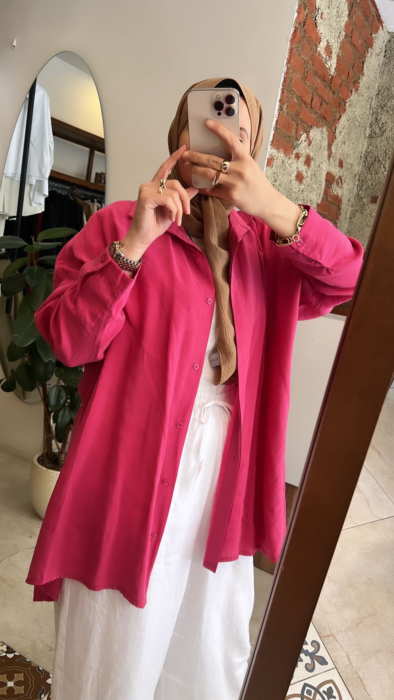 Yarasa kol gömlek fuşya QOOQ