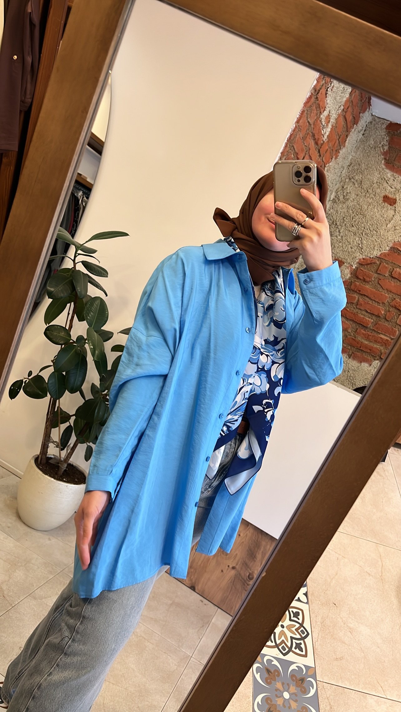 Yarasa kol gömlek gök mavi QOOQ