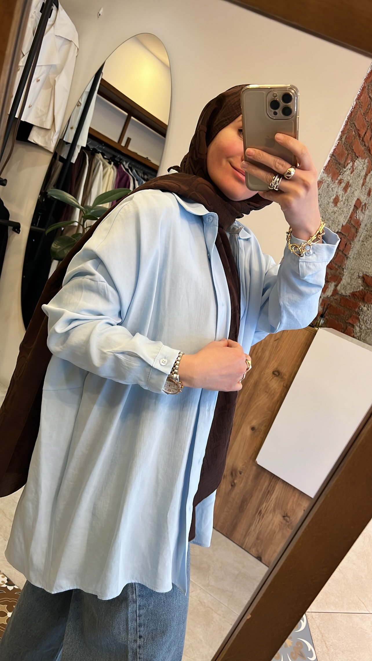 Yarasa kol gömlek mavi QOOQ