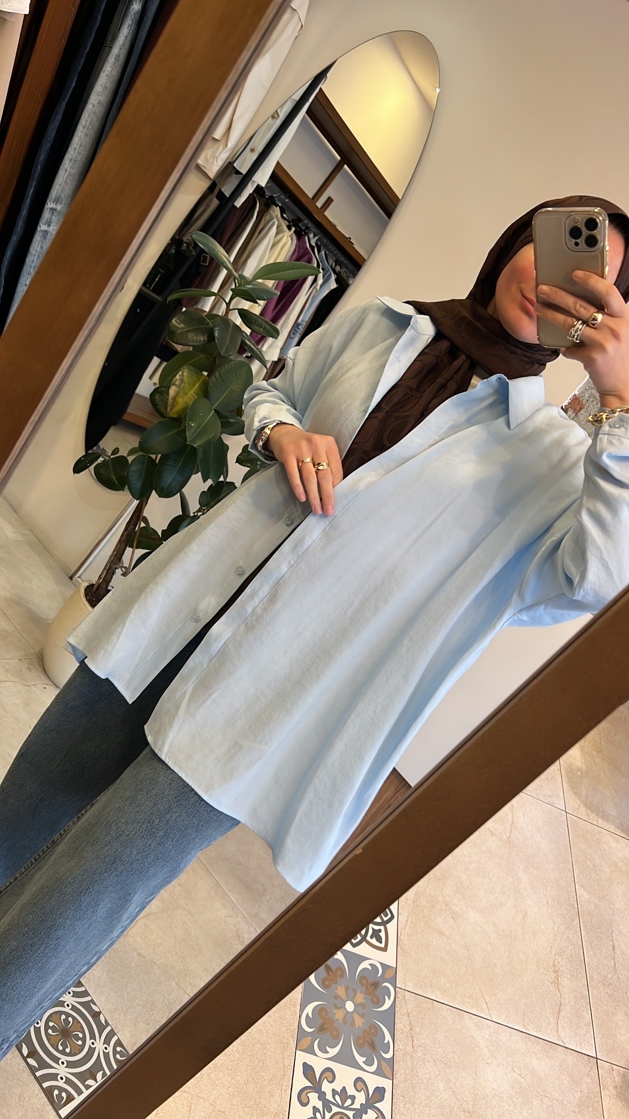 Yarasa kol gömlek mavi QOOQ