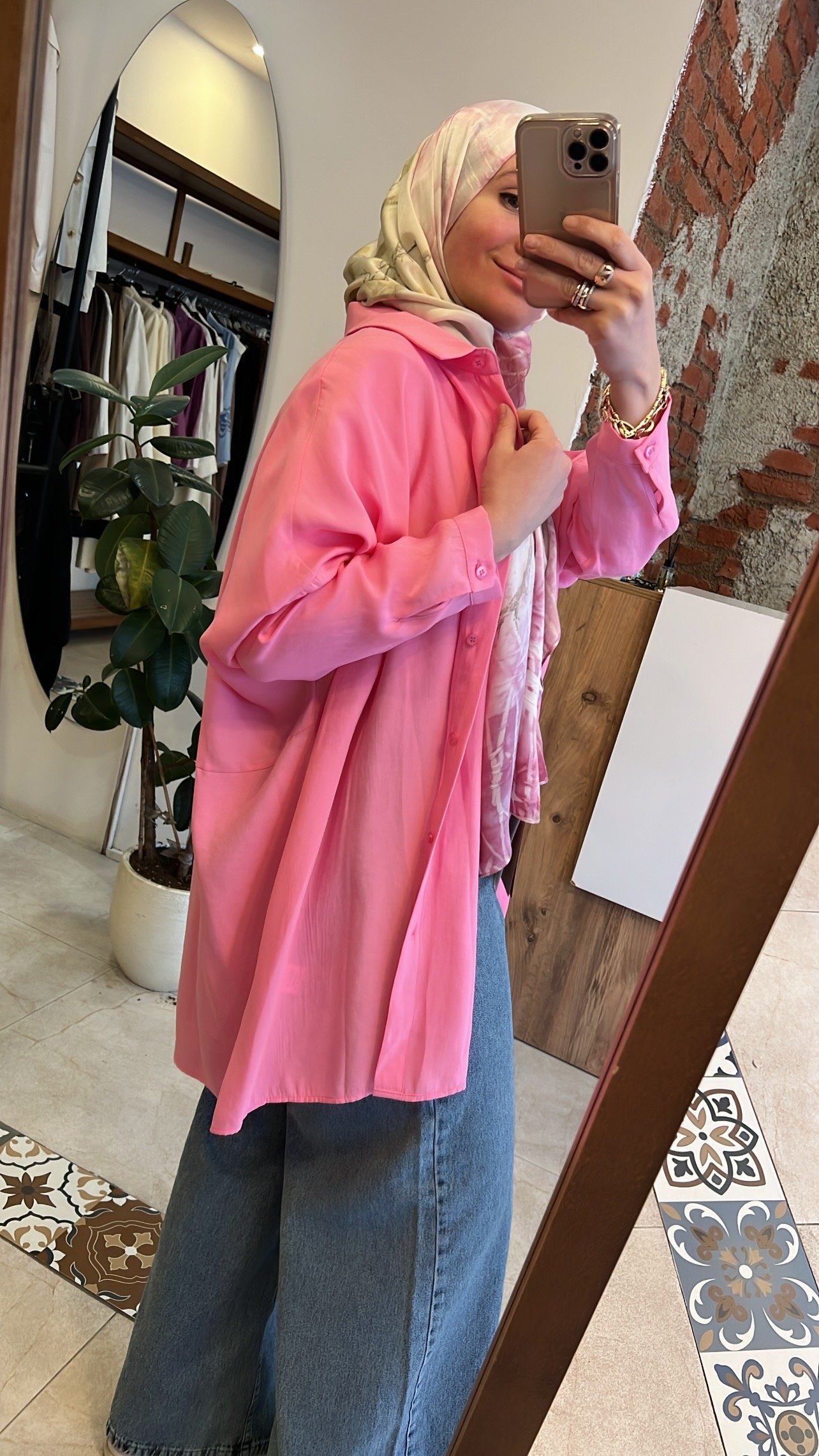 Yarasa kol gömlek pembe QOOQ