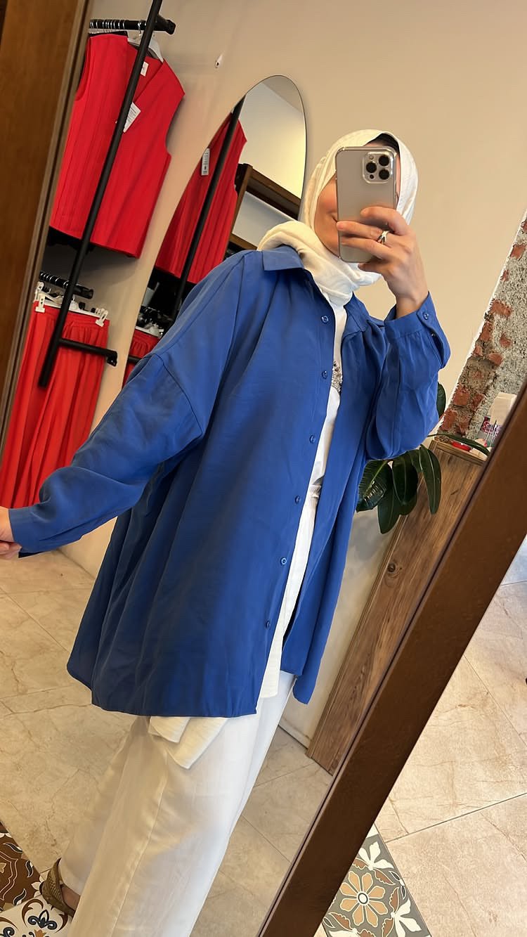 Yarasa Kol Gömlek Saks QOOQ Store 