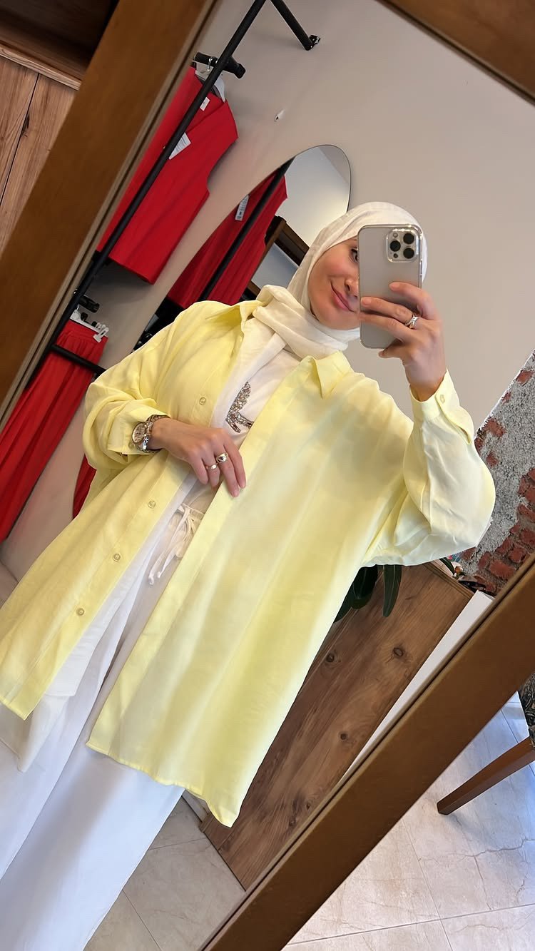 Yarasa Kol Gömlek Sarı QOOQ Store 