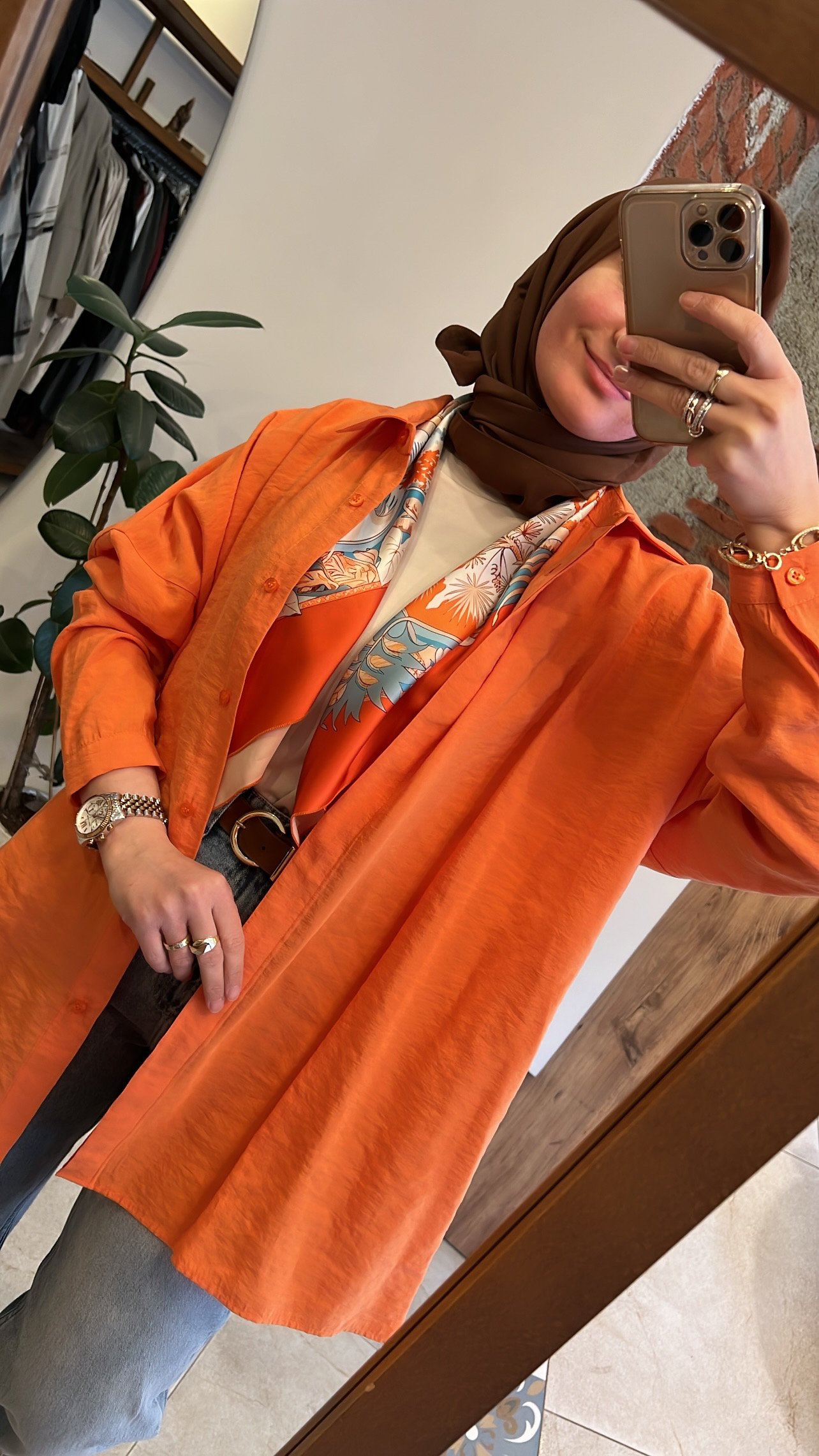 Yarasa kol gömlek turuncu QOOQ