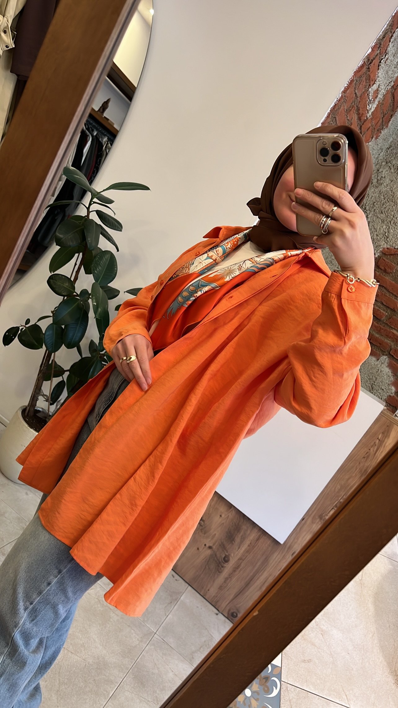 Yarasa kol gömlek turuncu QOOQ