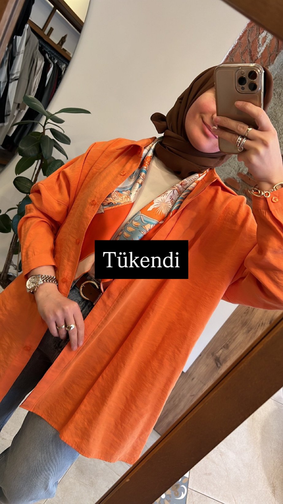 Yarasa kol gömlek turuncu QOOQ