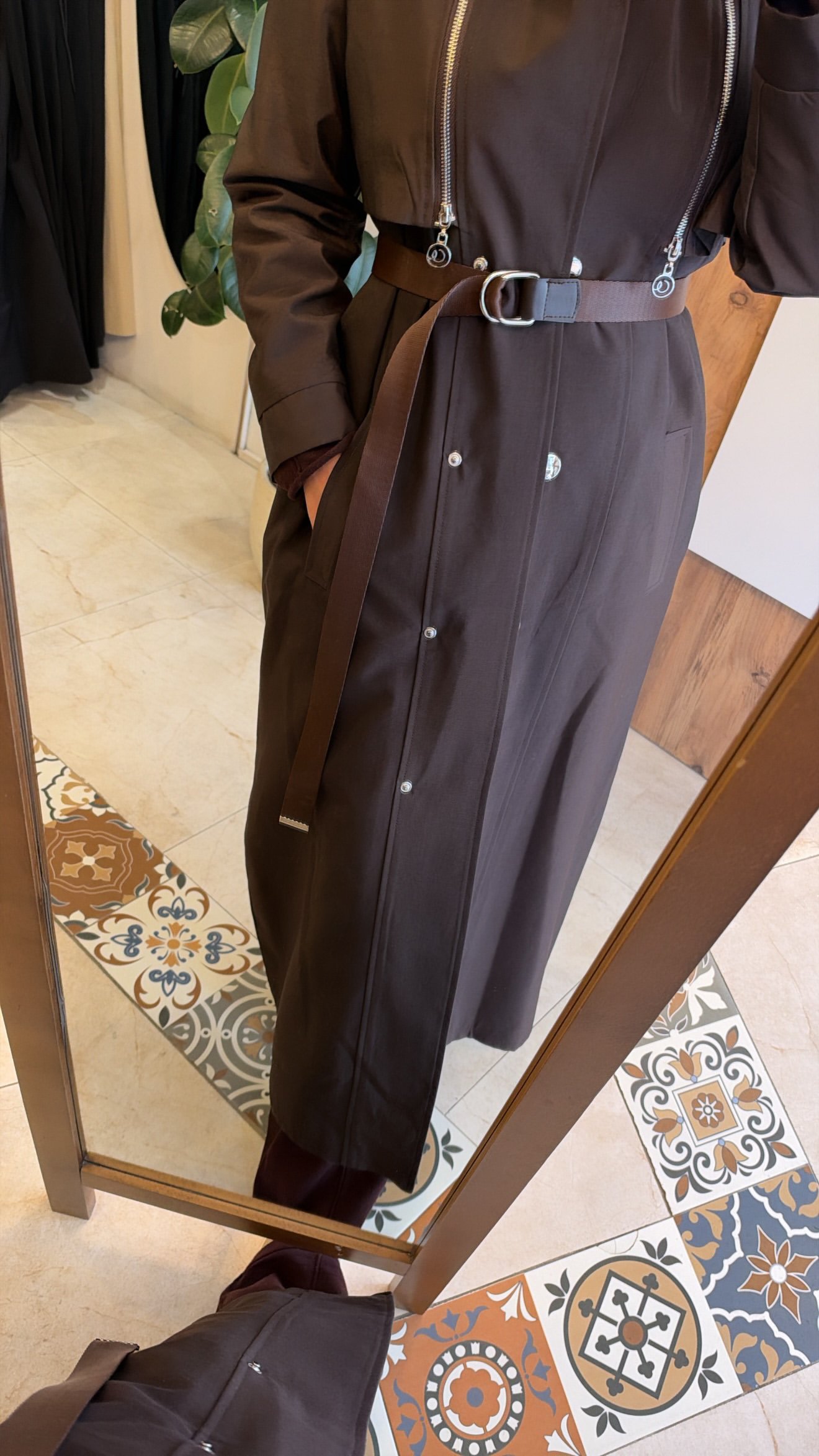 Yeleğe dönüşebilen lora trenç kahve CEREMONY
